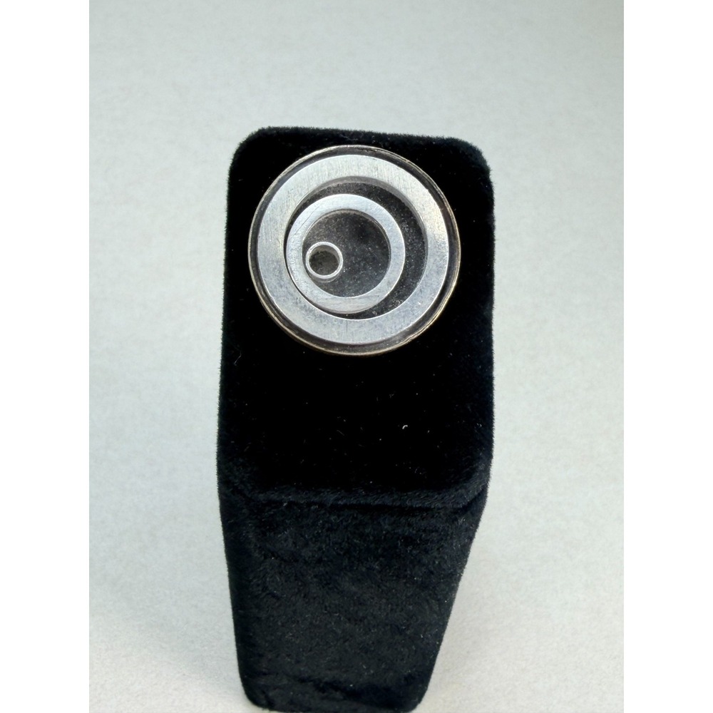 Modernist Circle Adjustable Ring Silver Tone Geometric Minimalist Statement